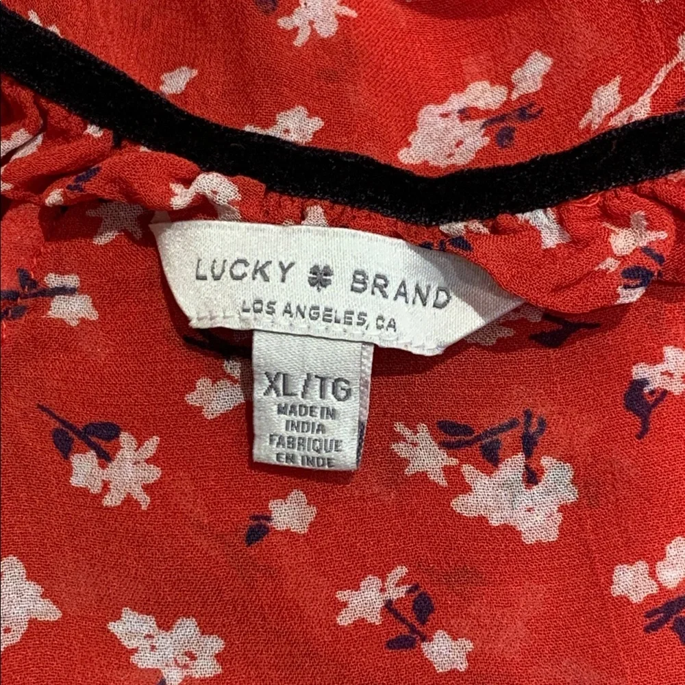 Lucky Brand Red Long Floral Dress XL - Picture 3 of 3